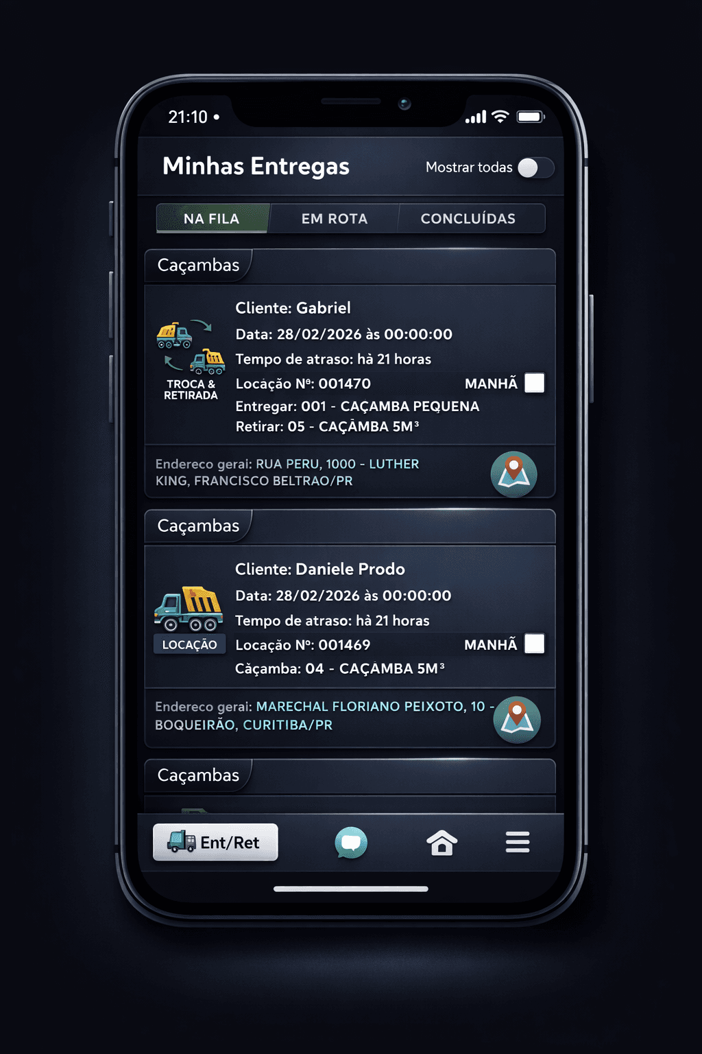 App do motorista conectado ao sistema
